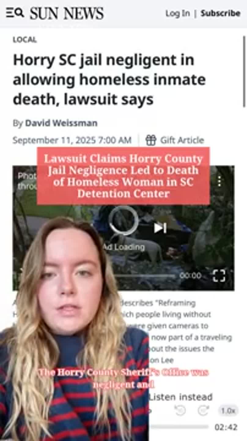 Lawsuit Claims Horry County Jail Negligence Led to Death of Homeless Woman in SC Detention Center