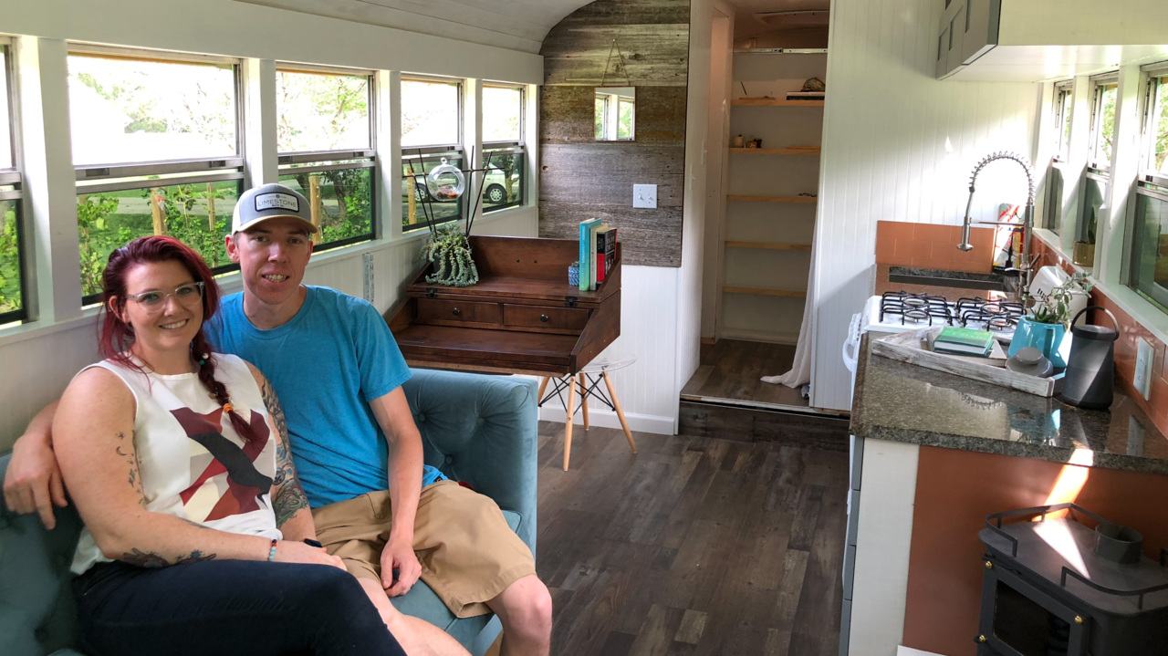 See inside this school bus – turned into a posh tiny house