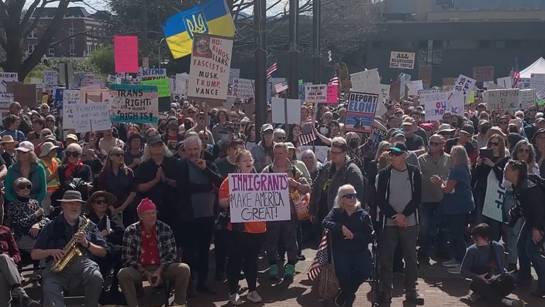 Thousands gather at Bellingham City Hall to protest Trump Administration policies