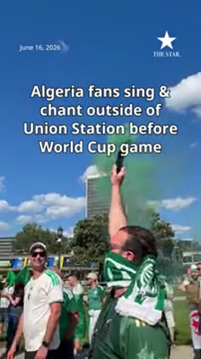 Algeria fans sing & chant outside of Union Station before World Cup game