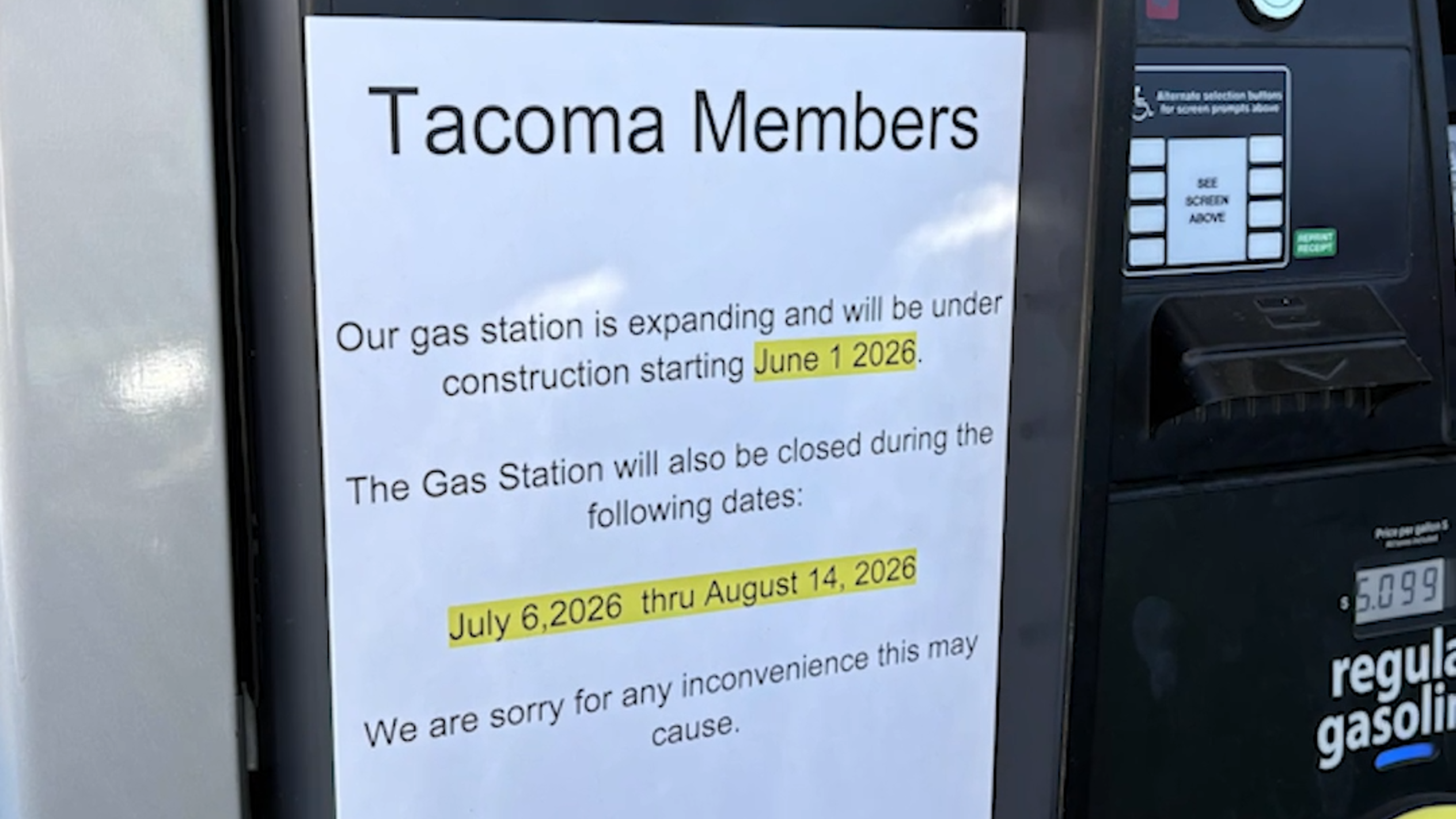 Costco gas station in Tacoma to close for over a month this summer