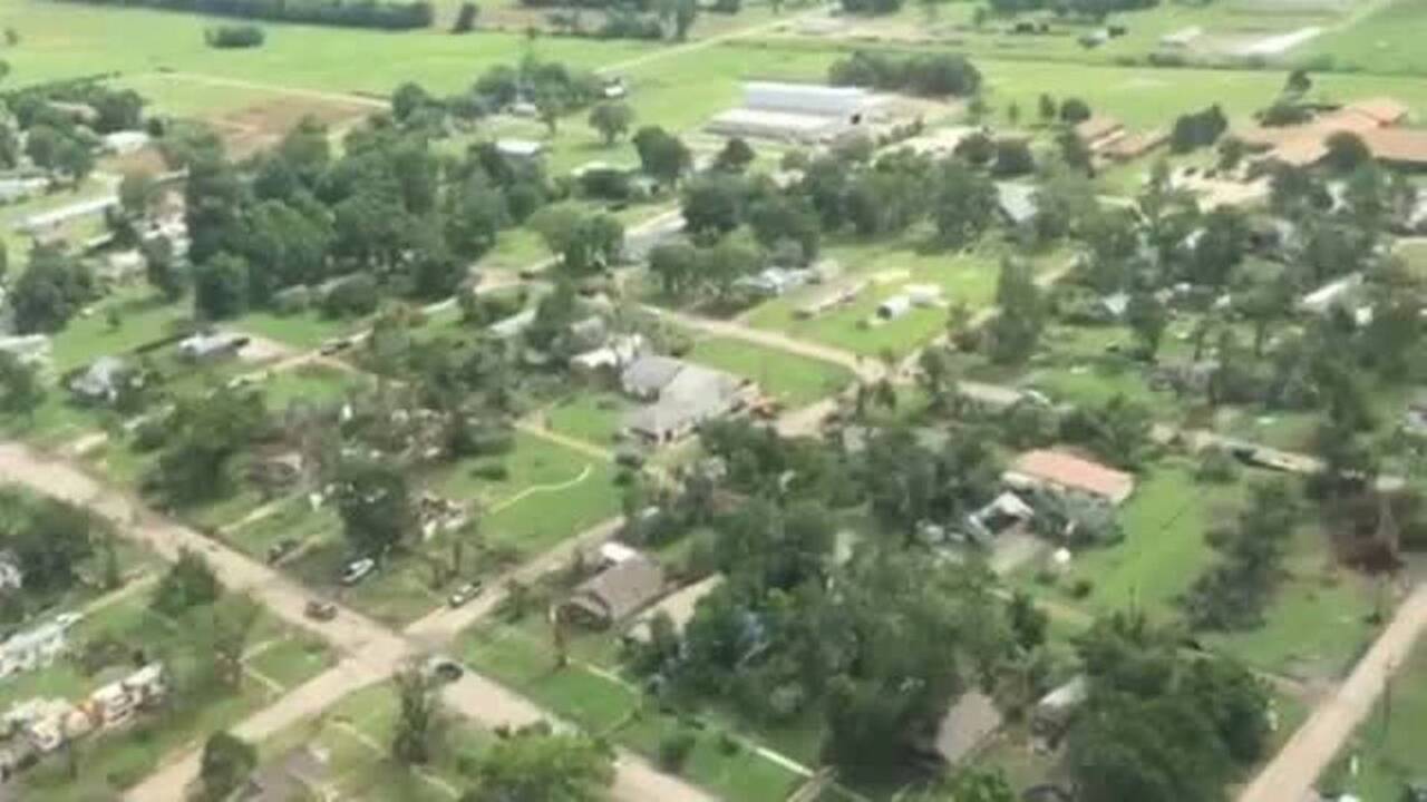 Aerial footage of the Eureka tornado damage
