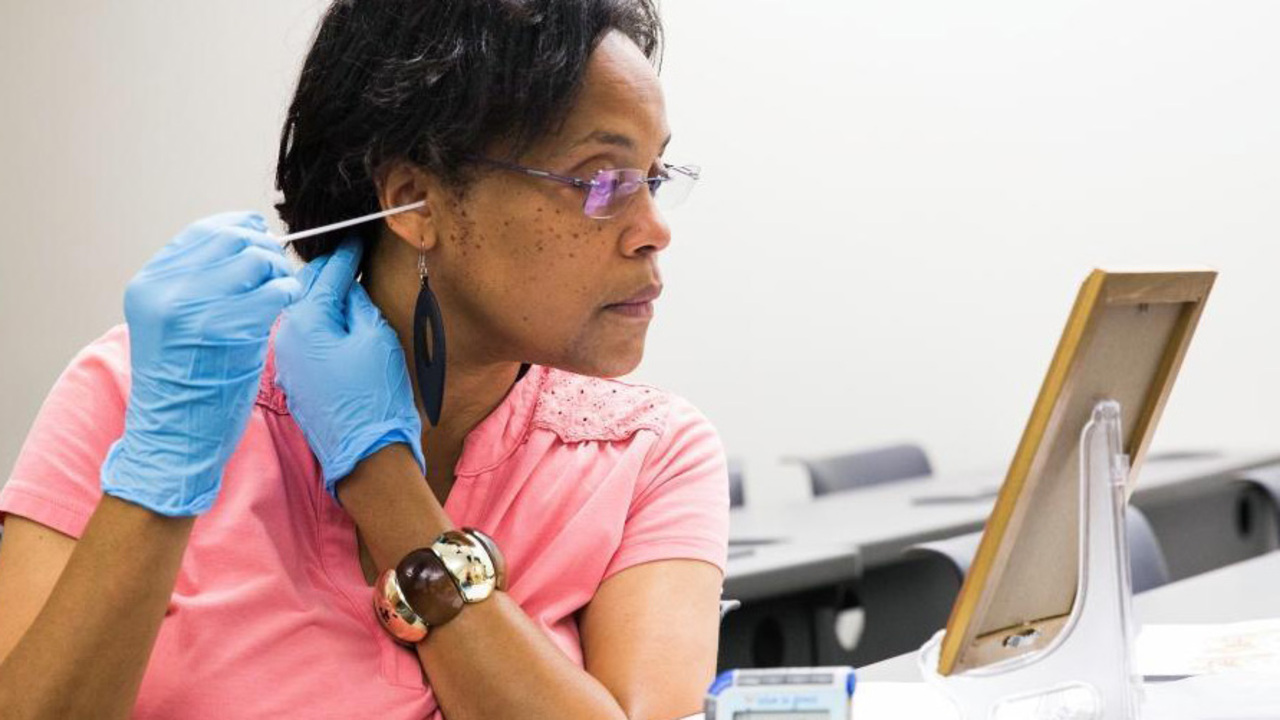 Research participants get arm pits, nose, ankles swabbed for science