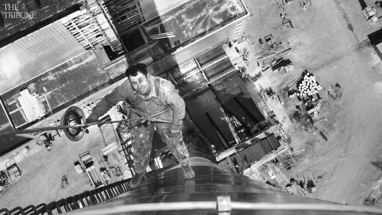 See the view on top of Morro Bay Power Plant stacks