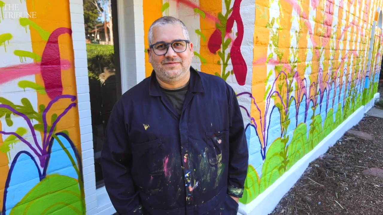 SLO Museum of Art decorated with colorful mural