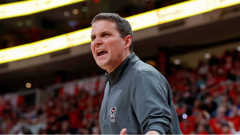 NC State's Will Wade reacts following Wolfpack's sixth ACC win