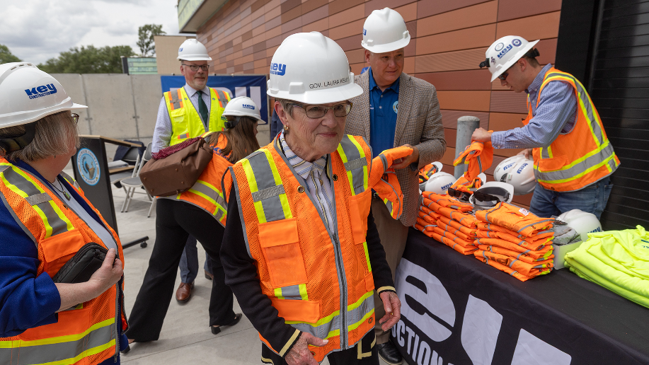 Kansas governor speaks before touring new mental health hospital