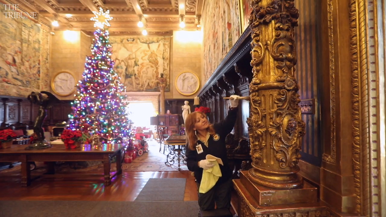Christmas decorations are up at Hearst Castle