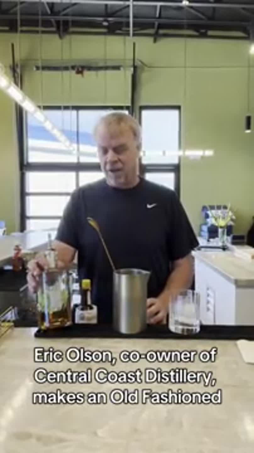 Watch Central Coast Distillery owner make an Old Fashioned cocktail