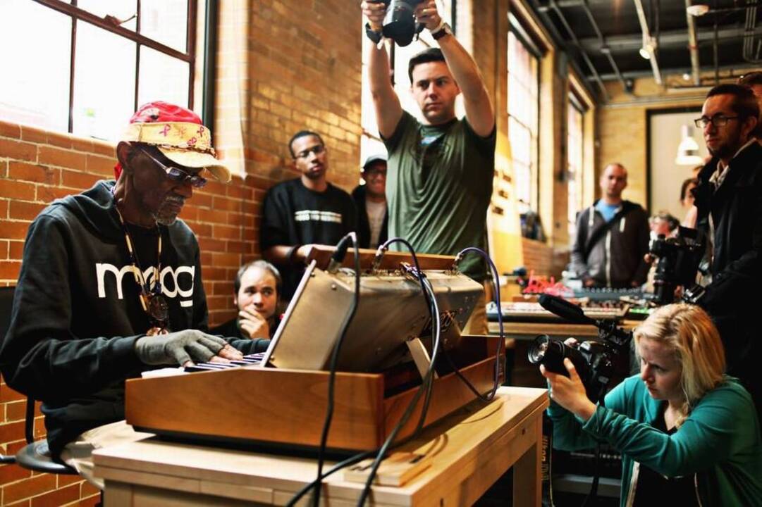 Musician Bernie Worrell performs in the Pop-up Factory