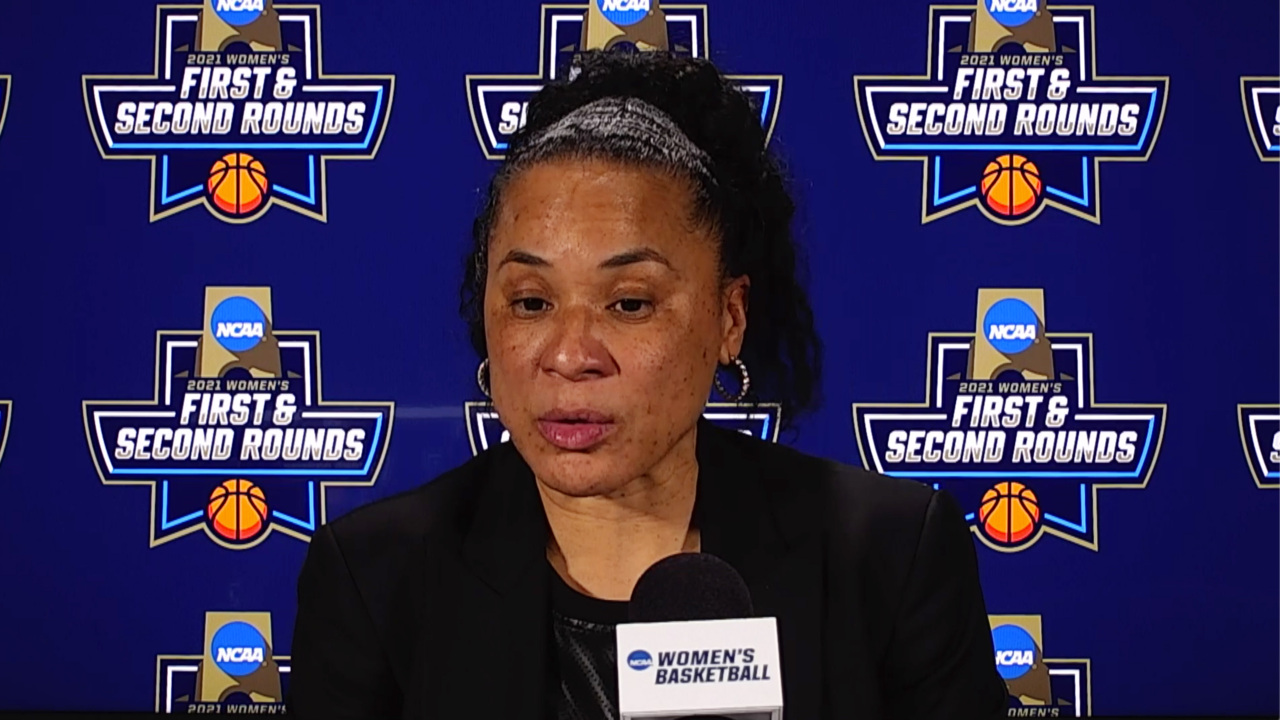 South Carolina coach Dawn Staley talks about the Gamecocks’ NCAA tourney win over Oregon St.