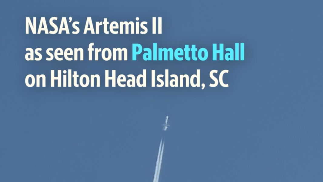 NASA's Artemis II captured from Hilton Head on cellphone video
