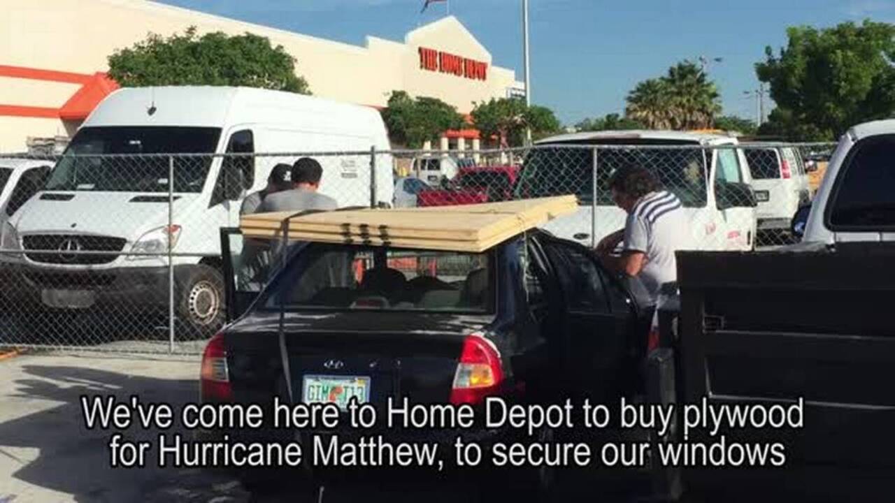Miami residents storm Home Depot to prepare for Hurricane Matthew