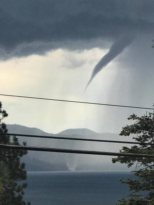 Waterspout over Lake Tahoe captured on video