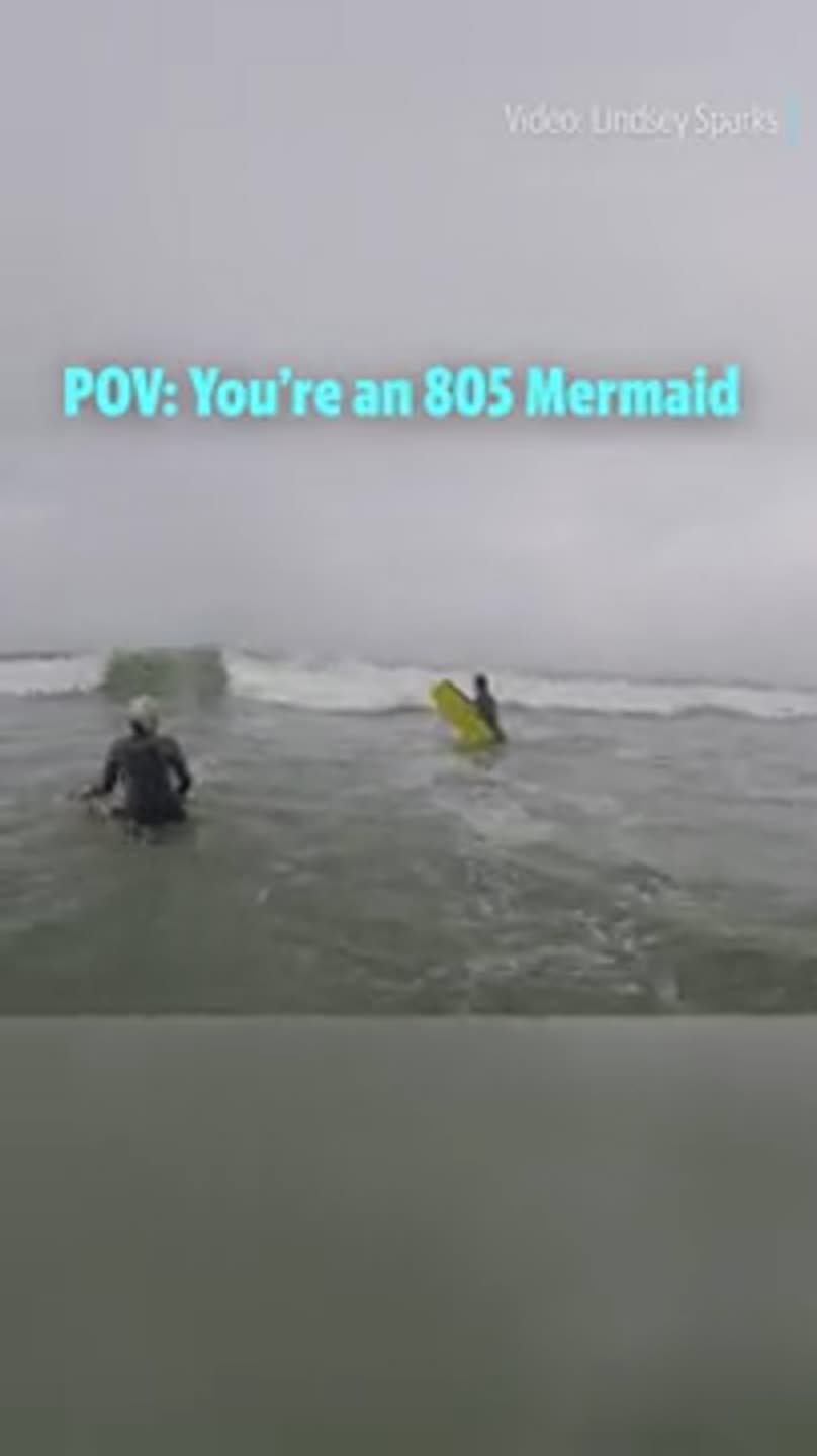 805 Mermaids catch early morning surf near Pismo Beach