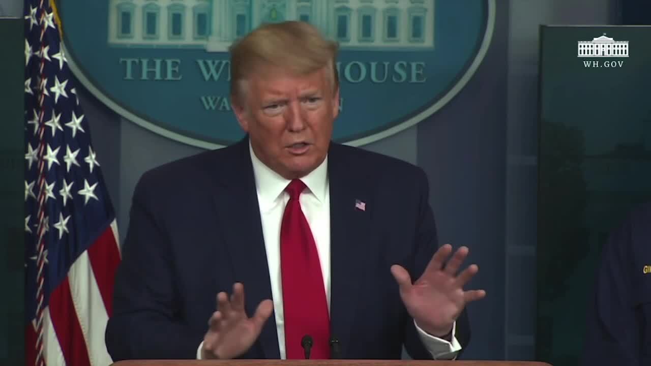 Trump takes issue with small business loan program question at briefing