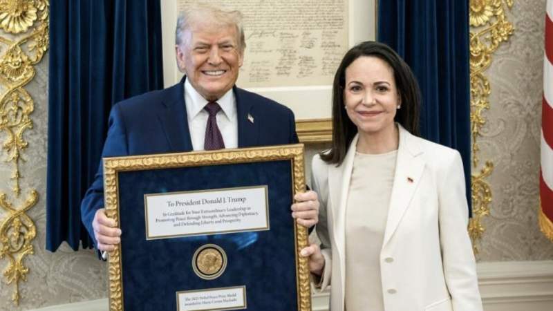 Venezuelan opposition leader Machado gives Trump her 2025 Nobel Peace Prize Medal
