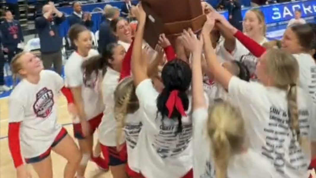 ‘This is my state:’ Watch ZaKiyah Johnson, Sacred Heart celebrate girls’ state title