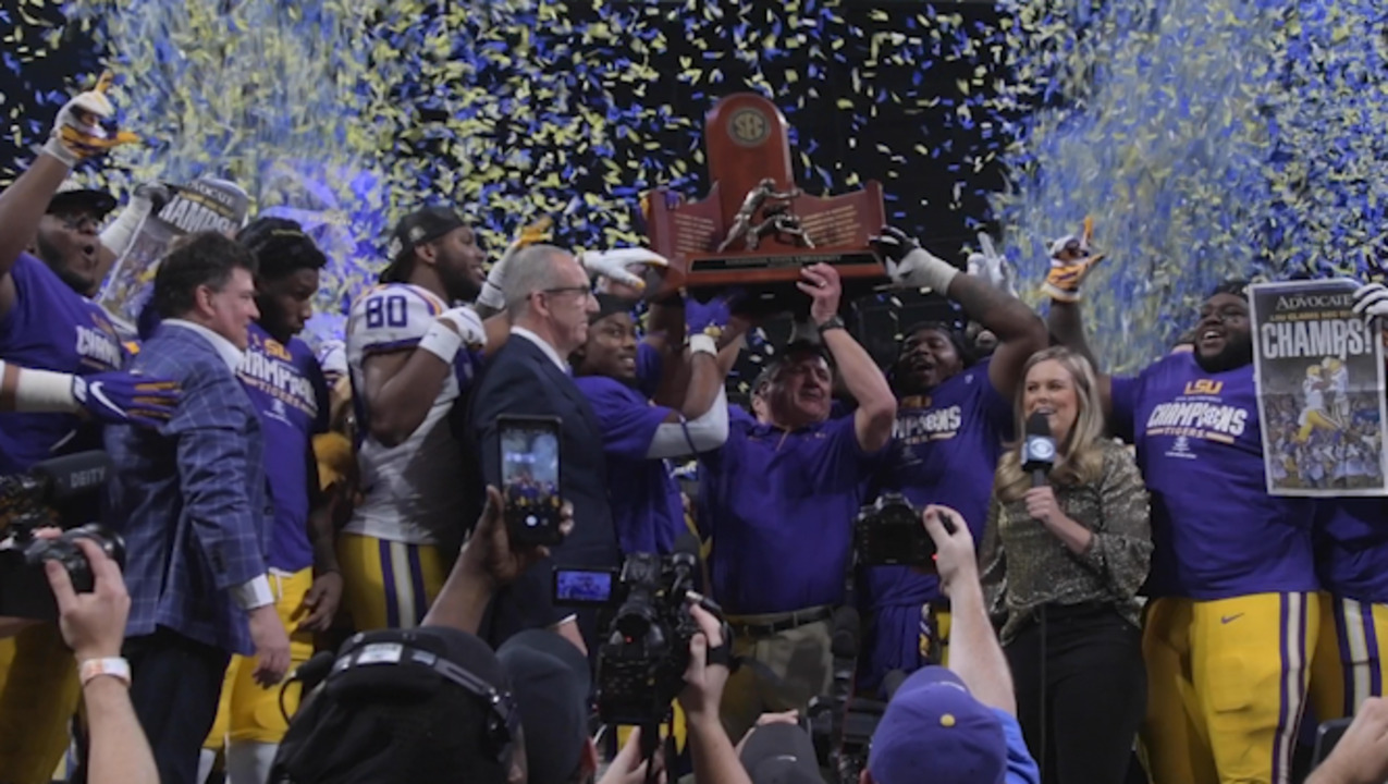 LSU celebrates SEC Championship win over Georgia