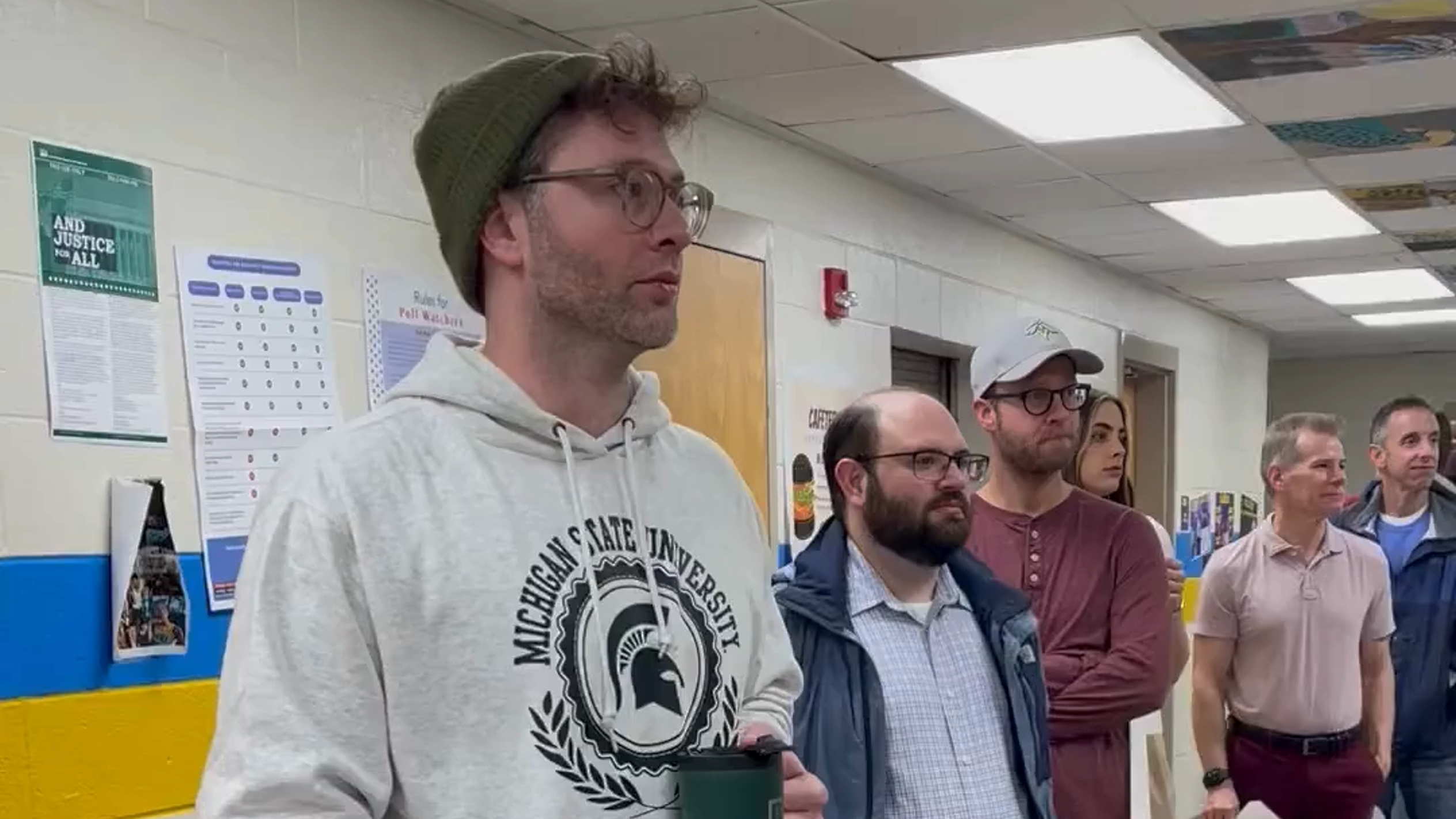 People cast their ballots at Hand Middle School in Columbia, SC