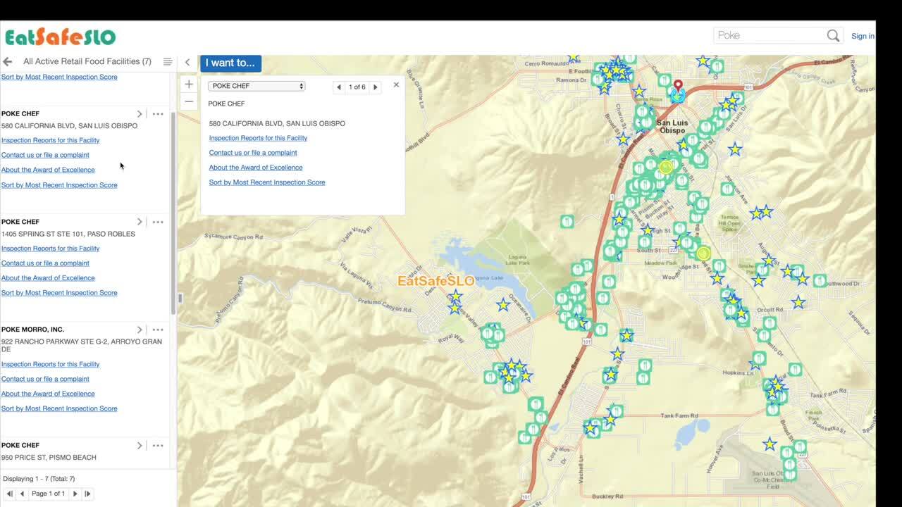 How to find out if a restaurant is rated safe and clean in SLO County