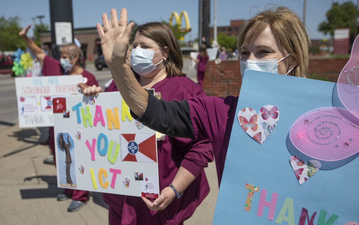 Hospital staff rallies to thank Wichita