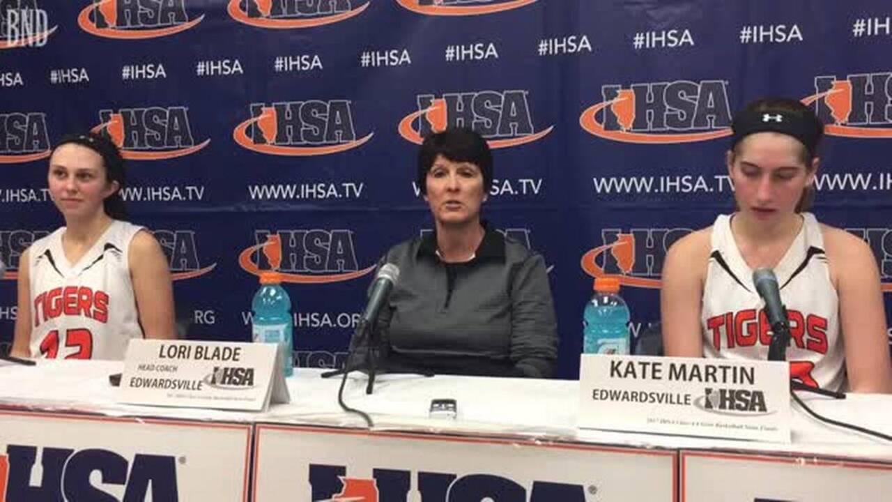 Edwardsville girls basketball team talks about advancing to 4A title game