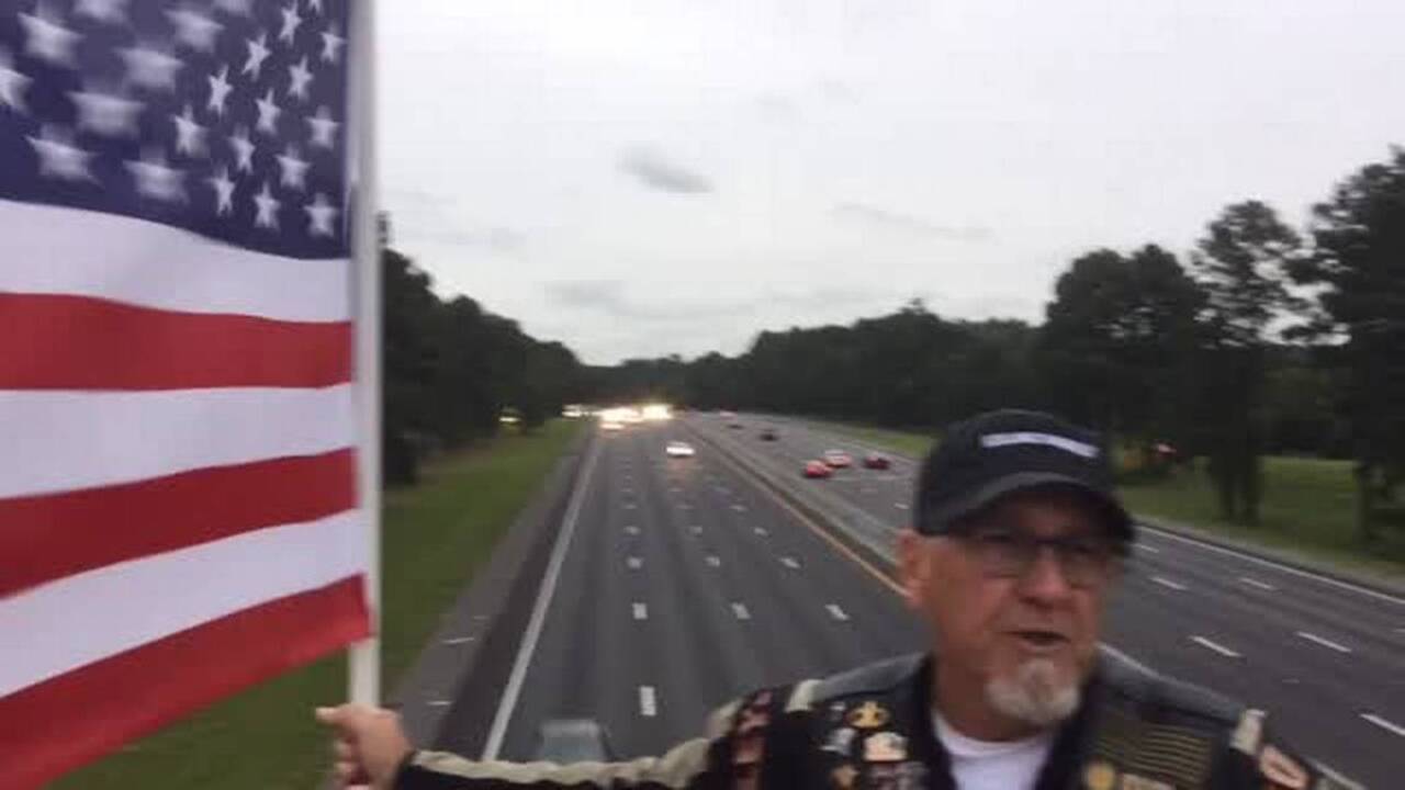 Irma rain, wind can’t stop York County 9/11 American flag tribute over I-77