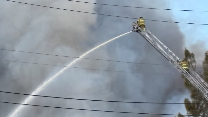 Five-alarm fire has shut down streets near Miami Gardens