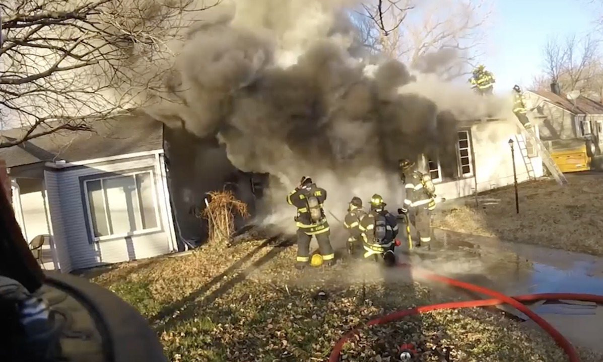 Helmet camera shows Wichita firefighters battling burning house ...