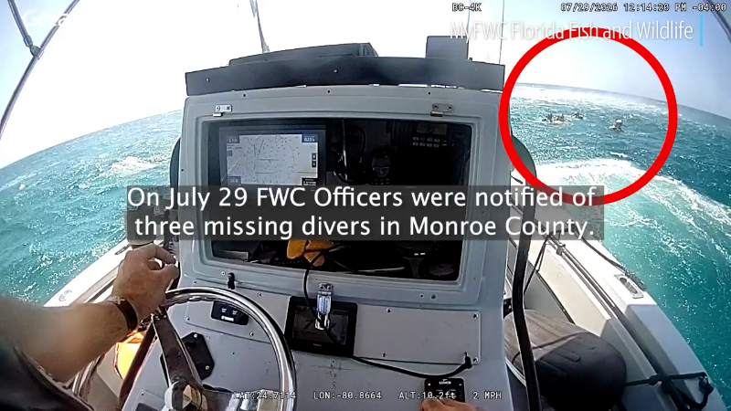FWC officers, U.S. Navy crew, rescues three divers in Florida Keys