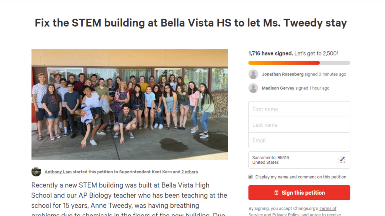 A Sacramento high school teacher said her classroom made her sick, and sent her off to a new school