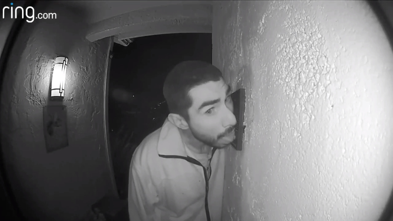 California man caught on surveillance video licking family’s’ doorbell