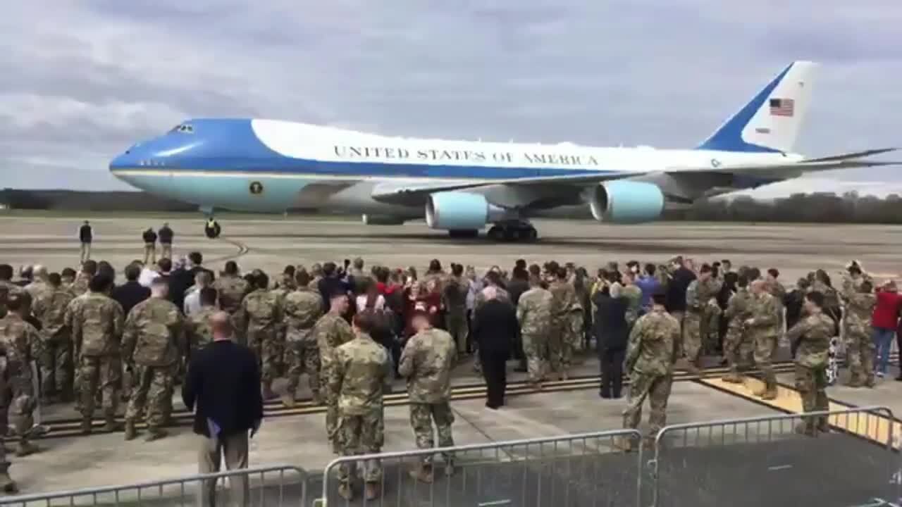 Air Force One landing at Fort Benning ahead of President Trump’s visit