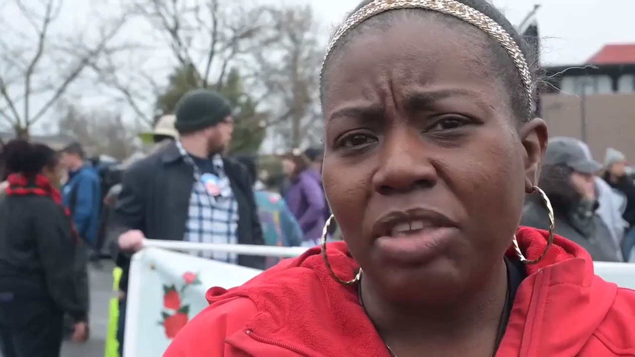 Black Lives Matter activist Sonia Lewis reacts to D.A.’s announcement about Stephon Clark shooting