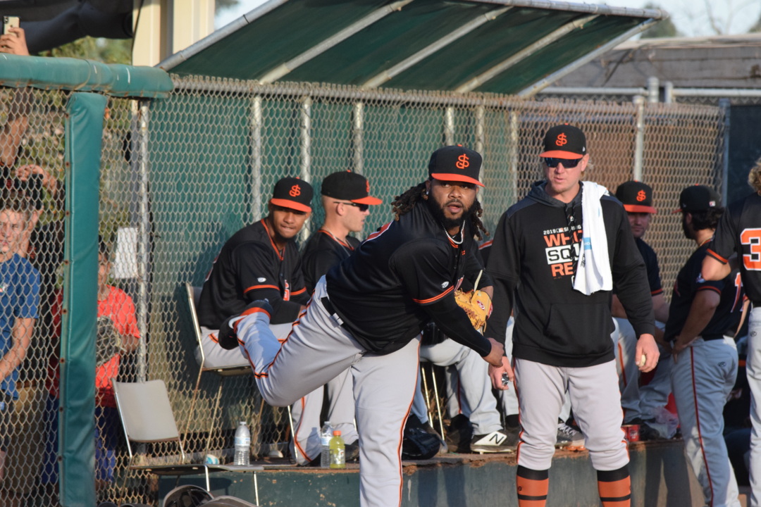 Plenty of orange and black at John Thurman Field to watch Giants Cueto