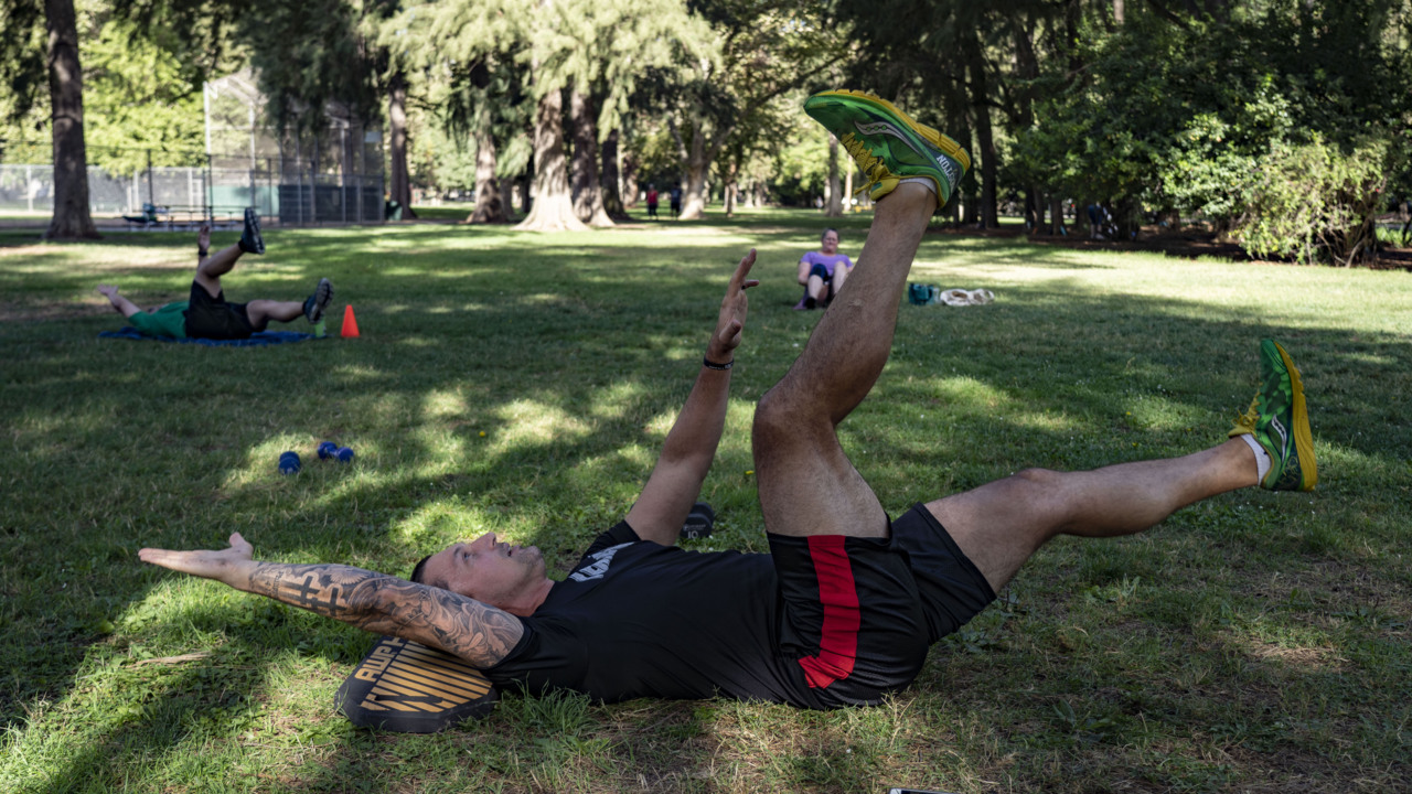 With gyms closed, see how one fitness center is keeping in shape outdoors