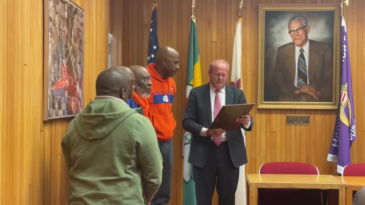 St. Clair County officials recognize East St. Louis Flyers on championship victory