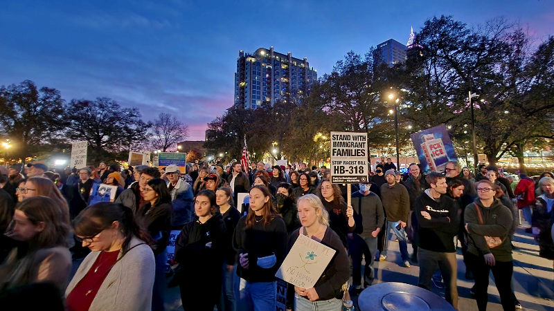 Hundreds rally to protest Border Patrol in Raleigh, calling for end to war on immigrants