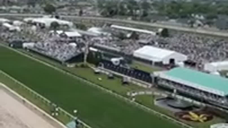 See the rain-soaked Kentucky Derby 2025 crowd attendance from above
