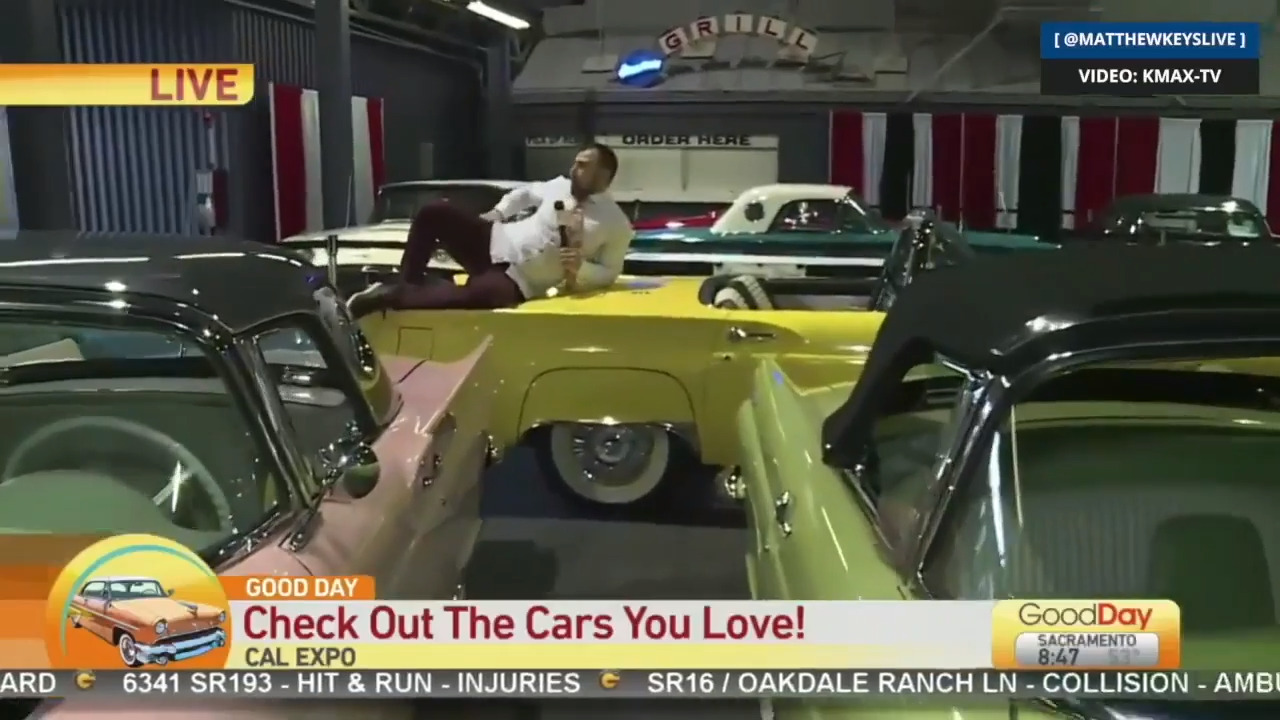 ‘Astonishingly awful’: Sacramento TV reporter bashed after jumping on classic cars