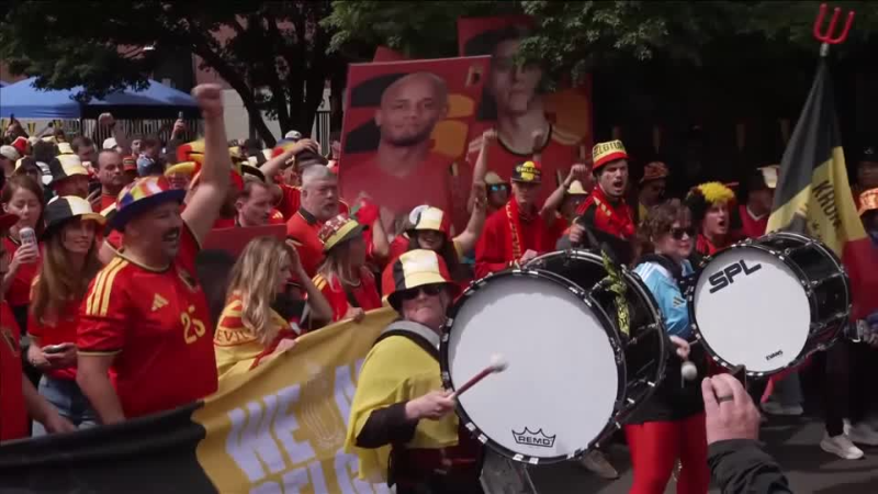 Belgian Red Devils march to Seattle Stadium for World Cup game v Senegal