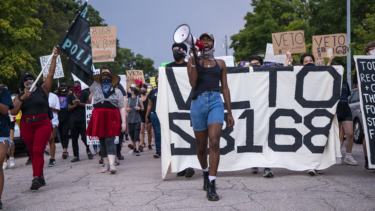 Raleigh Black Lives Matter protest reaches 35th day, urges Gov. Cooper to veto bill