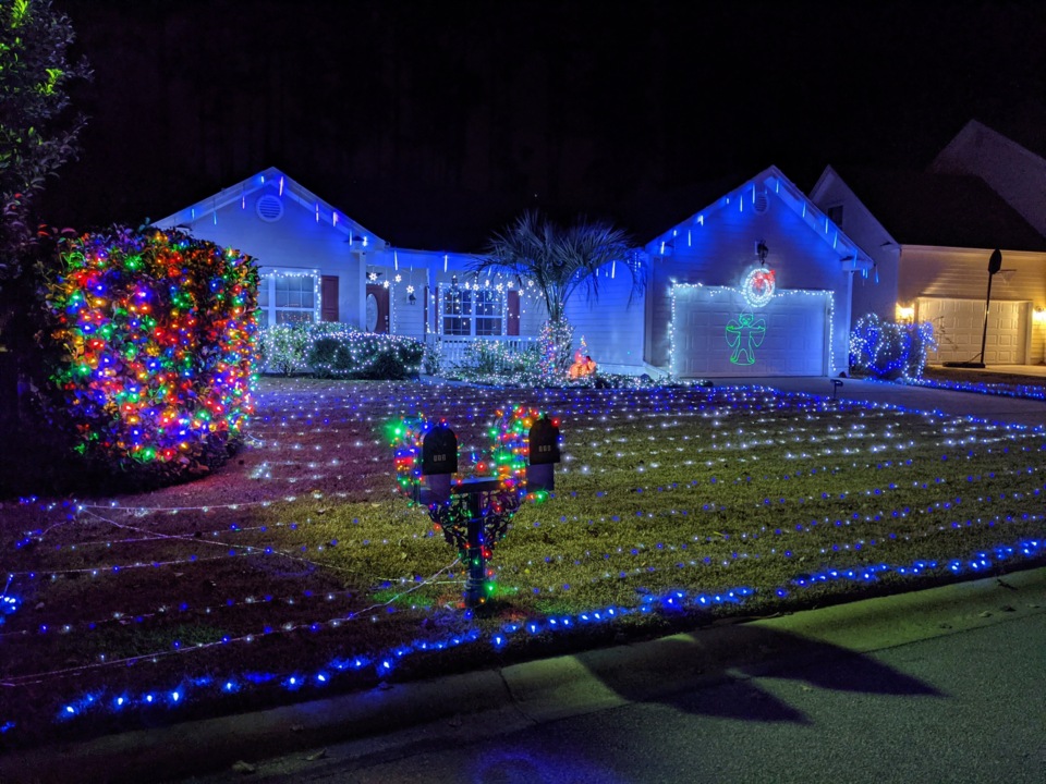Christmas lights on Lawton Station home in Bluffton SC