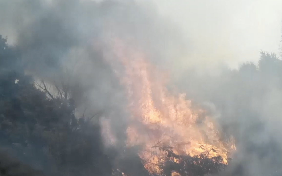 Helmet camera footage captures firefighter battling blaze
