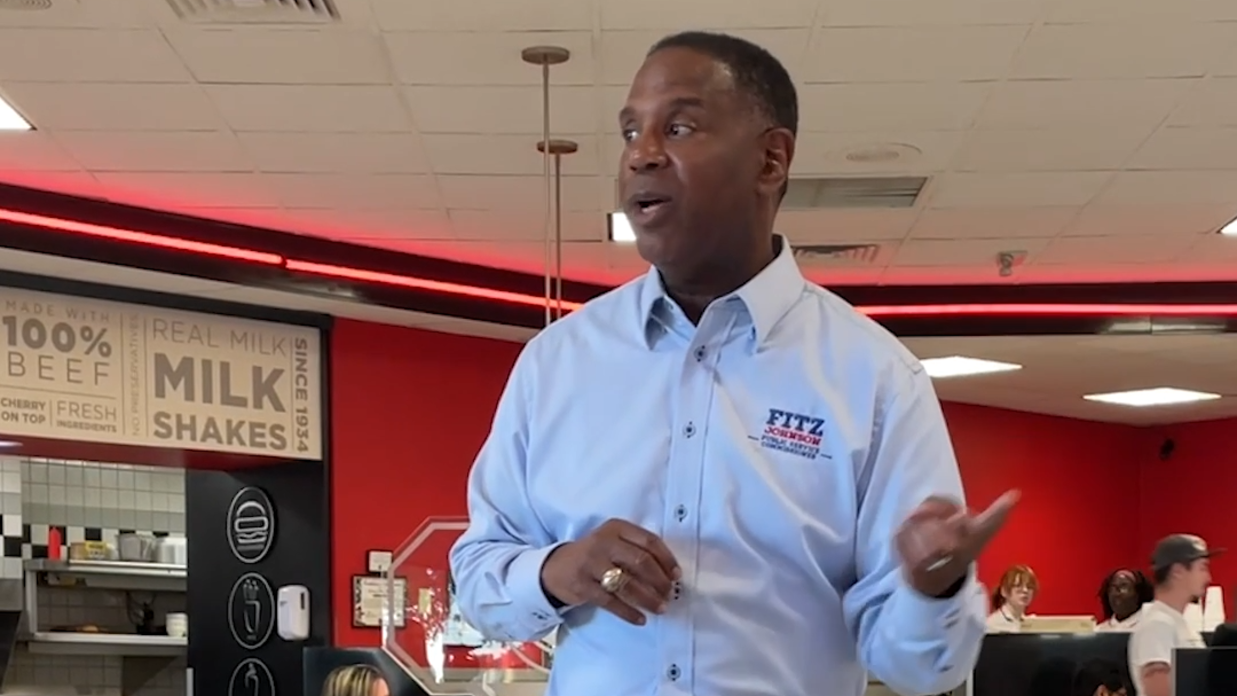 Georgia Public Service Commissioner Fitz Johnson campaigns in Warner Robins ahead of election day