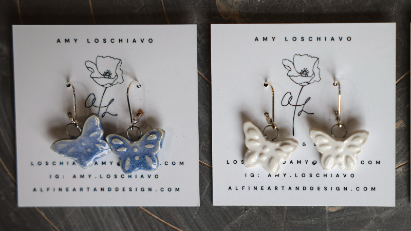 Artist creates ceramic earrings to support monarch butterflies