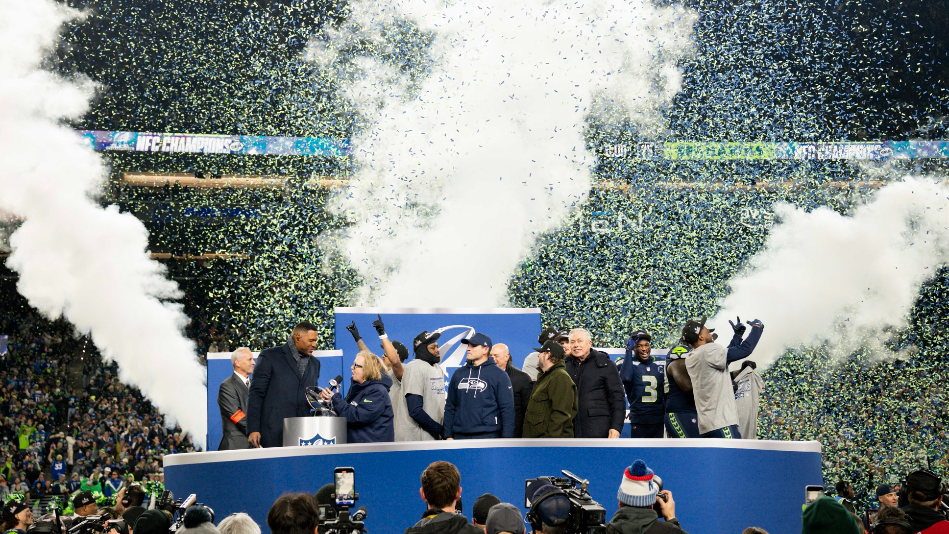 Watch: Seahawks celebrate NFC championship win over Los Angeles Rams