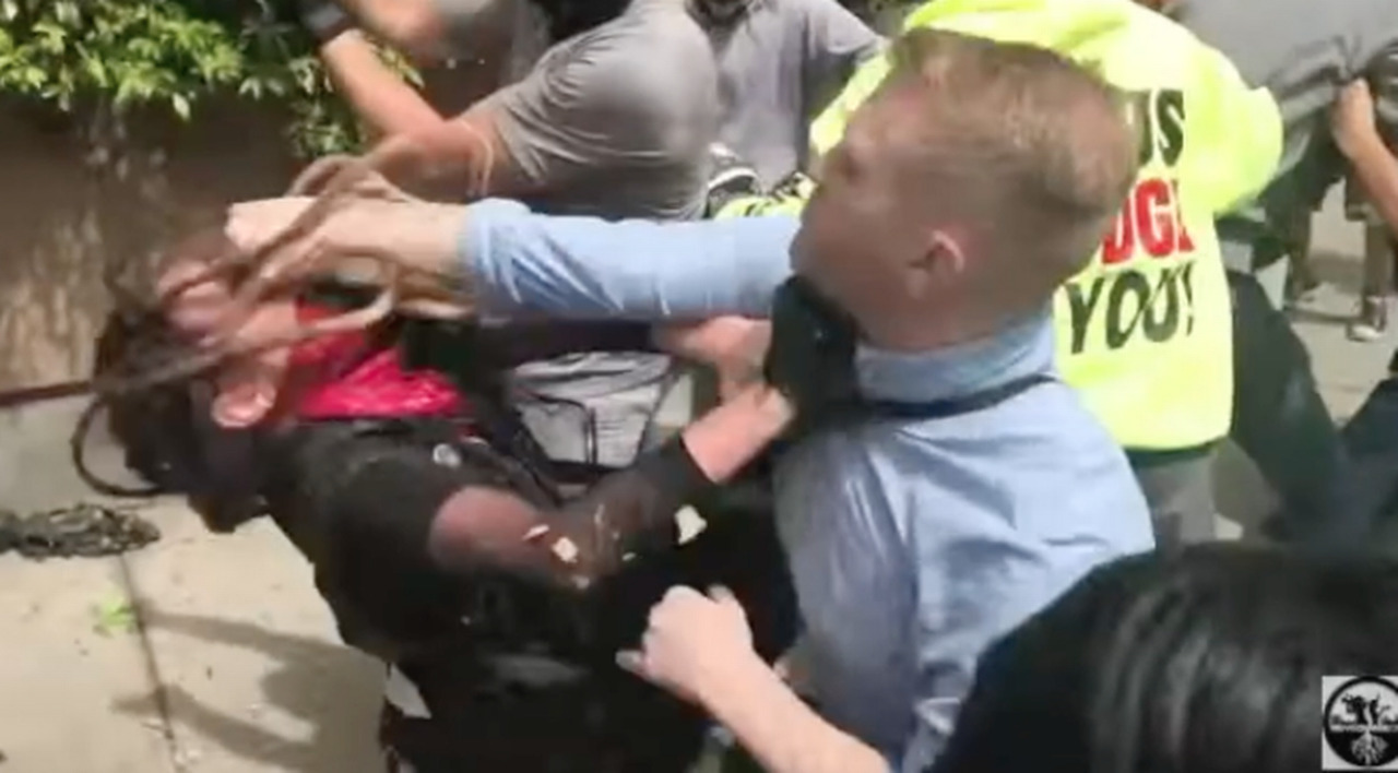 Modesto-area white supremacist caught on video punching woman at Berkeley rally