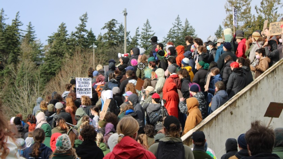 Hundreds of Western Washington University students walk out of class for anti-ICE march